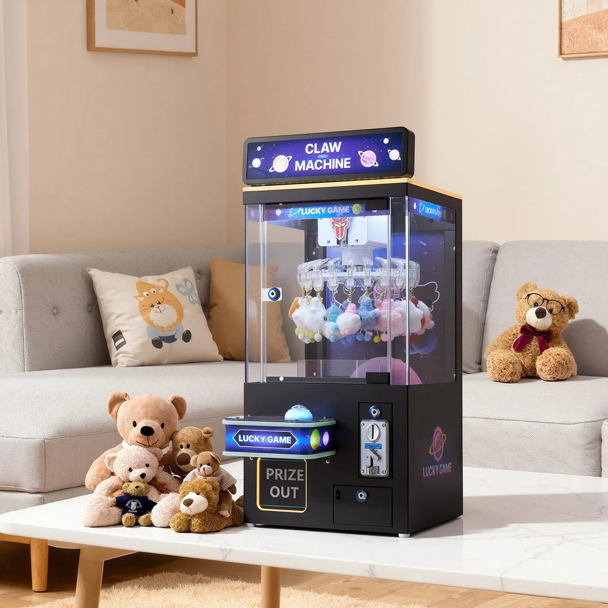 VEVOR Claw Crane Machine, Medium-Sized Arcade Game Machine with Light & Sound, Adjustable Difficulty, Precise Toy Candy Grabber Prize Dispenser Vending Toy, for Commercial Home Cinema, Black Purple - View 8