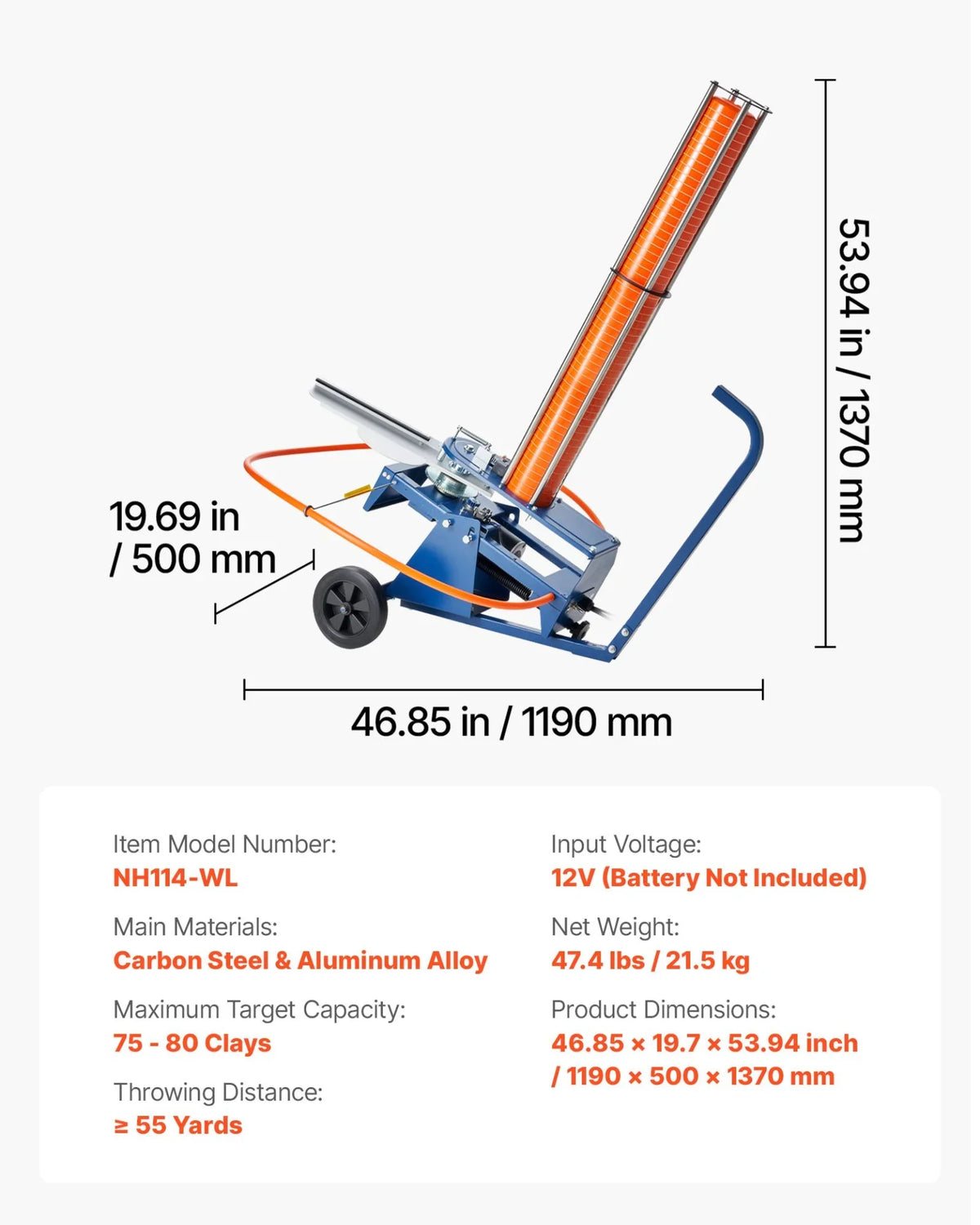 VEVOR Clay Target Thrower 75-80 Clays Pigeon Thrower Automatic Clays Launcher - View 7
