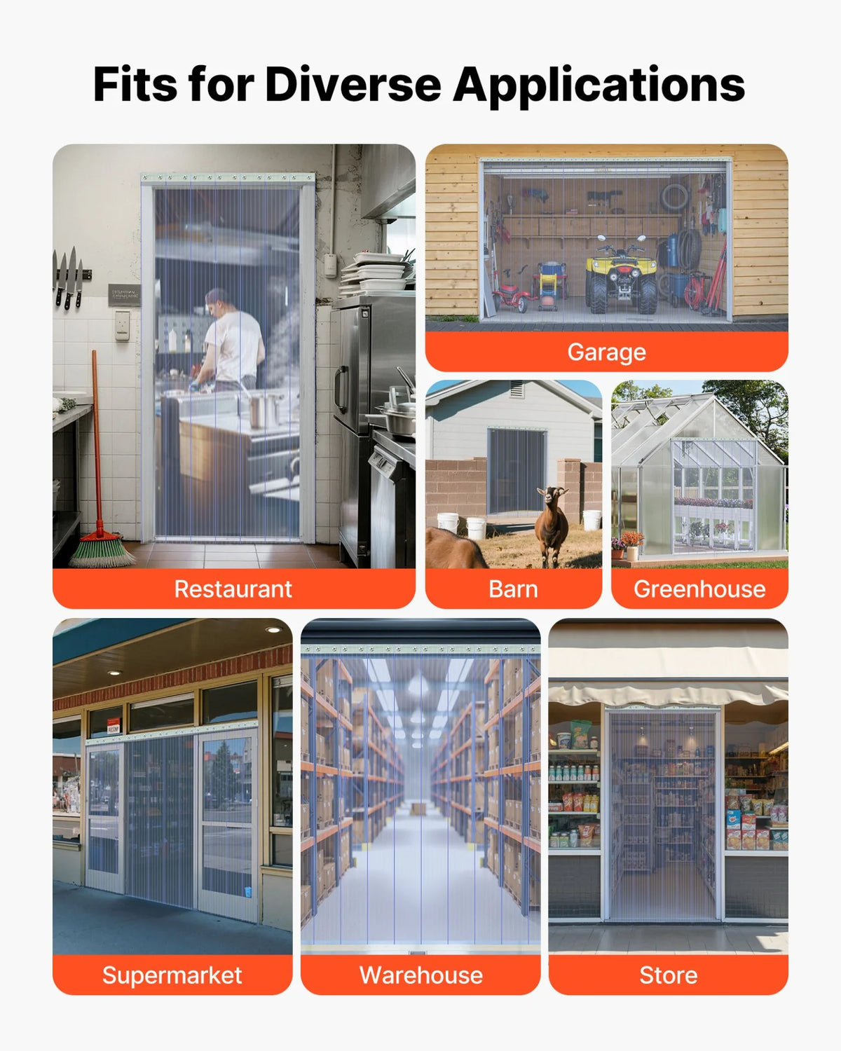 VEVOR Clear PVC Strip Curtain, 101 ft Length x 12 in Width, Ribbed Plastic Door Strip Bulk Roll, Walk in Freezer Cooler Curtain Strips for Doorways of Supermarket, Garage, Warehouse, Pet Animal House - View 2