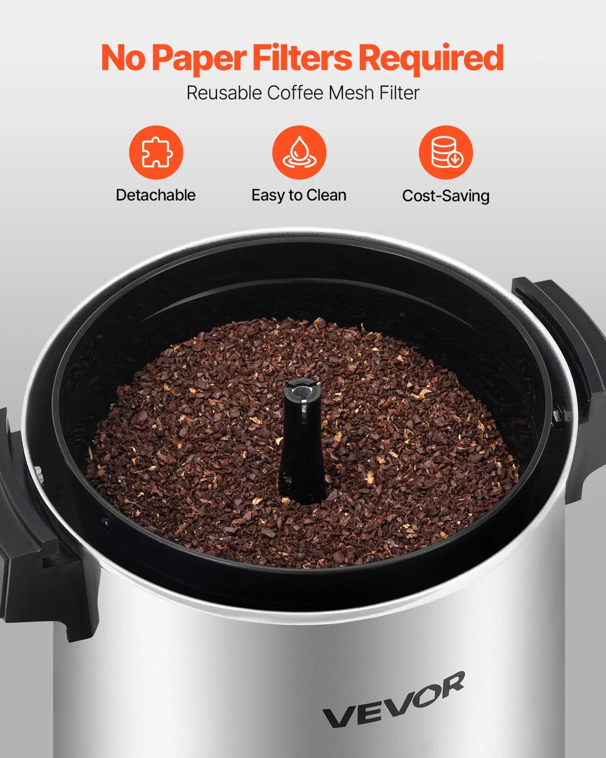 VEVOR Commercial Coffee Urn, 30 Cup 152oz Hot Beverage Dispenser with Dripless Faucet, 1090W Quick-Brewing Coffee Maker, Automatic Temperature Control, for Catering, Party, Church & Restaurant - View 2