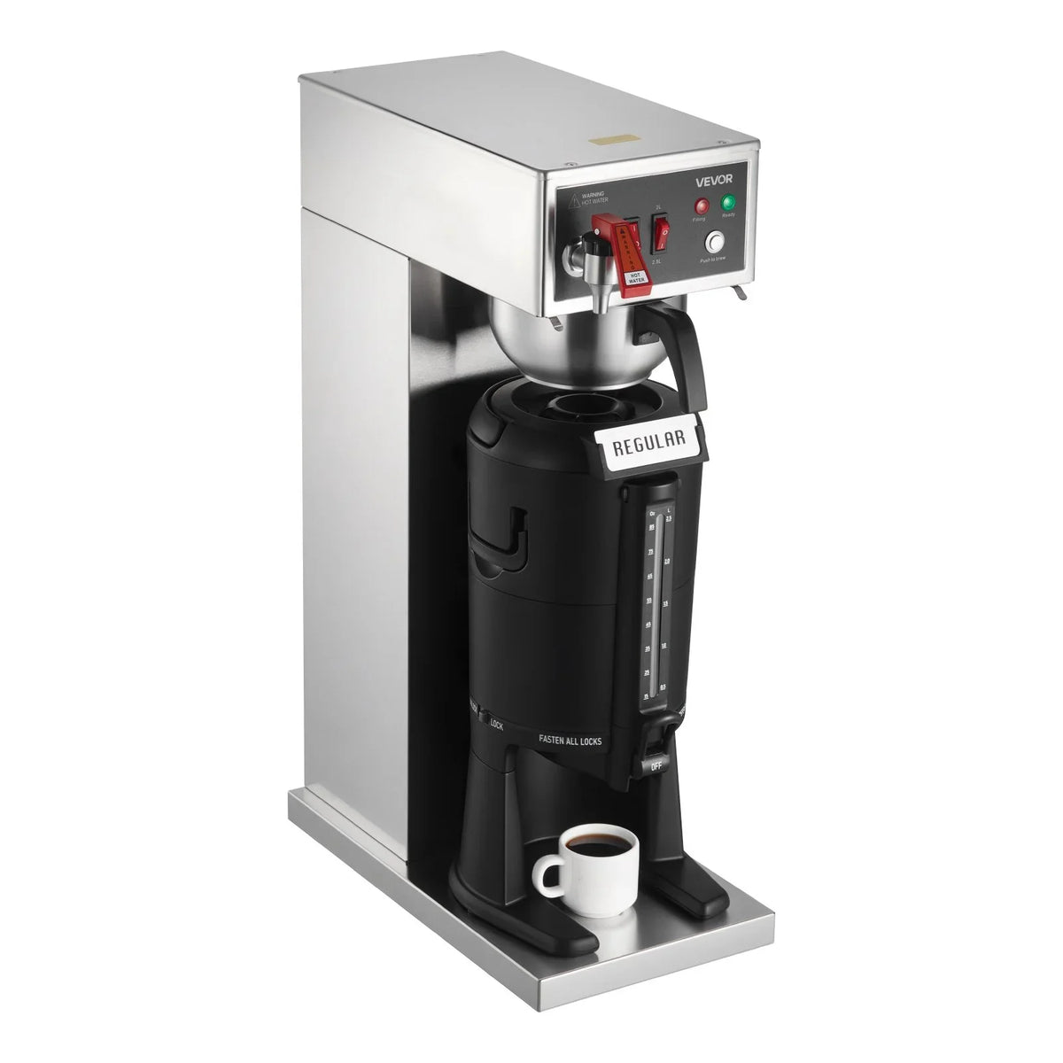 VEVOR Commercial Drip Coffee Maker, 16-17 Cups Machine with 2.5 L Thermal Carafe, Keep Warm for 4 Hours, Stainless Steel Brewer with Auto Water Filling, for Restaurant, Office, Coffee Shop & Home - View 9