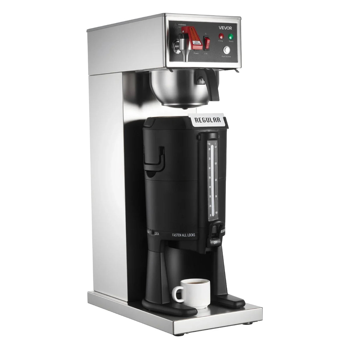 VEVOR Commercial Drip Coffee Maker, 16-17 Cups Machine with 2.5 L Thermal Carafe, Keep Warm for 4 Hours, Stainless Steel Brewer with Auto Water Filling, for Restaurant, Office, Coffee Shop & Home - View 10