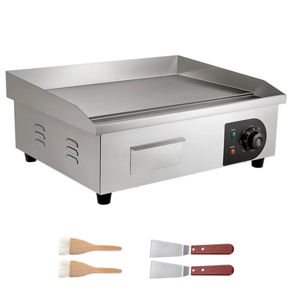 VEVOR Commercial Electric Griddle, 1750W, 122-570°F Adjustable Temp Control, Stainless Steel Countertop Flat Top Grill with 2 Spatulas, 2 Brushes and 4 Foot Pads, for Steak, Pancake - View 8