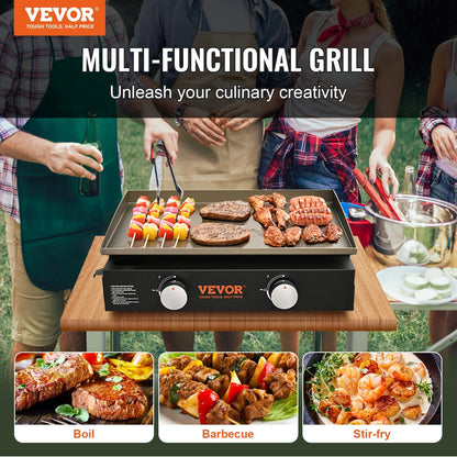 VEVOR Commercial Griddle, 22.4" Heavy Duty Manual Flat Top Griddle, Countertop Gas Grill with Non-Stick Cooking Plate, Countertop Gas Griddle, H-Shaped Burner Restaurant Portable Grill, 13,000 BTU
