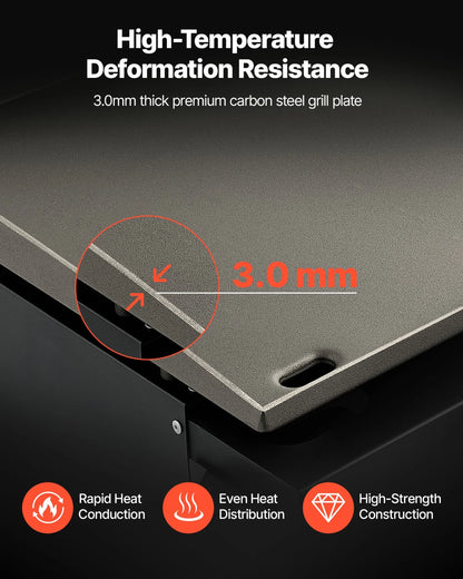 VEVOR Commercial Griddle, 22.4" Heavy Duty Manual Flat Top Griddle, Countertop Gas Grill with Non-Stick Cooking Plate, Countertop Gas Griddle, H-Shaped Burner Restaurant Portable Grill, 13,000 BTU - View 14