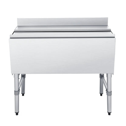VEVOR Commercial Ice Bin, 100.7 Qt Max Capacity, 36 x 19 x 33 Inch Stainless Steel Ice Chest with Sliding Lid and Bottle Holders, Cooler Cart Cocktail Unit for Bar Restaurant Pub, NSF Certified - View 10