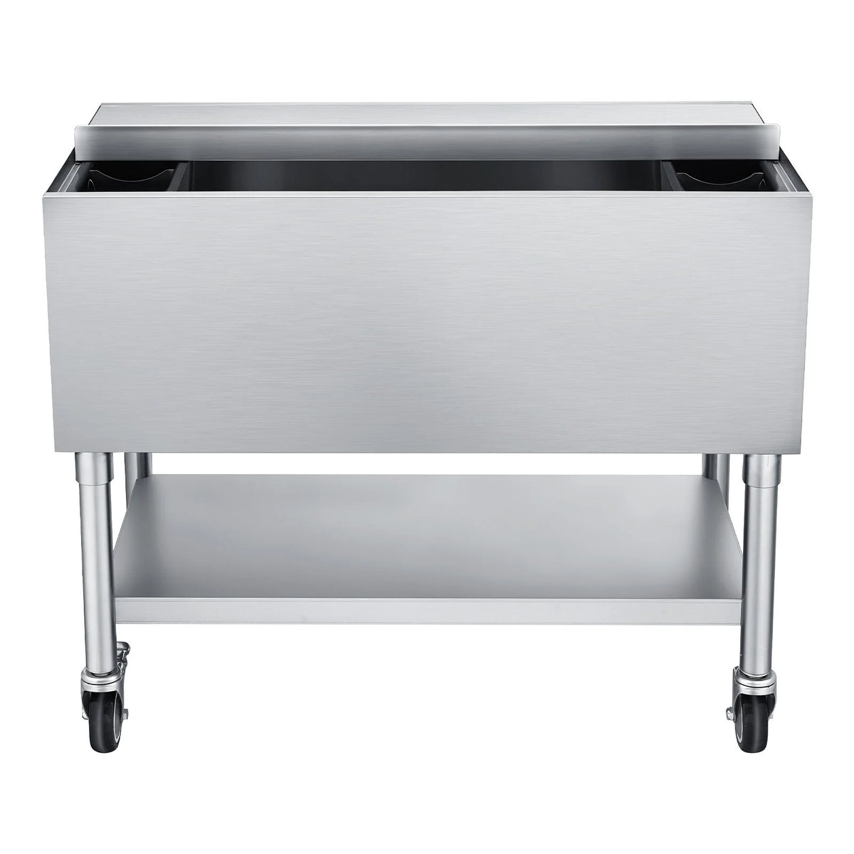 VEVOR Commercial Ice Bin, 100.7 Qt Max Capacity, 36 x 19 x 35 Inch Stainless Steel Ice Chest with Sliding Lid and Bottle Holders, Cooler Cart Cocktail Unit for Bar Restaurant Pub, NSF Certified - View 10