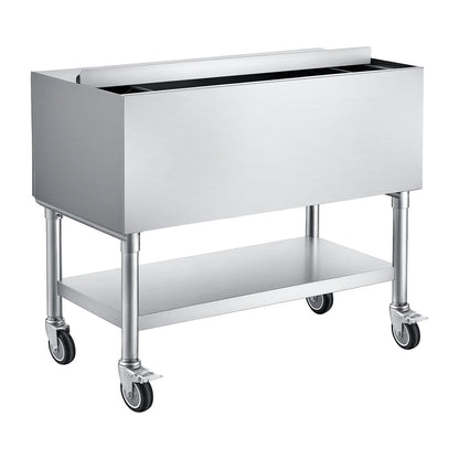 VEVOR Commercial Ice Bin, 100.7 Qt Max Capacity, 36 x 19 x 35 Inch Stainless Steel Ice Chest with Sliding Lid and Bottle Holders, Cooler Cart Cocktail Unit for Bar Restaurant Pub, NSF Certified - View 8