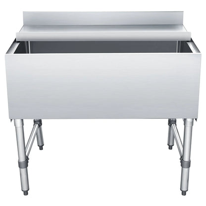 VEVOR Commercial Ice Bin, 134.7 Qt Max Capacity, 36 x 24 x 33 Inch Stainless Steel Ice Chest with Sliding Lid, 24H Long-Lasting Insulation, Cooler Cart Cocktail Unit for Bar Restaurant Pub, NSF - View 10