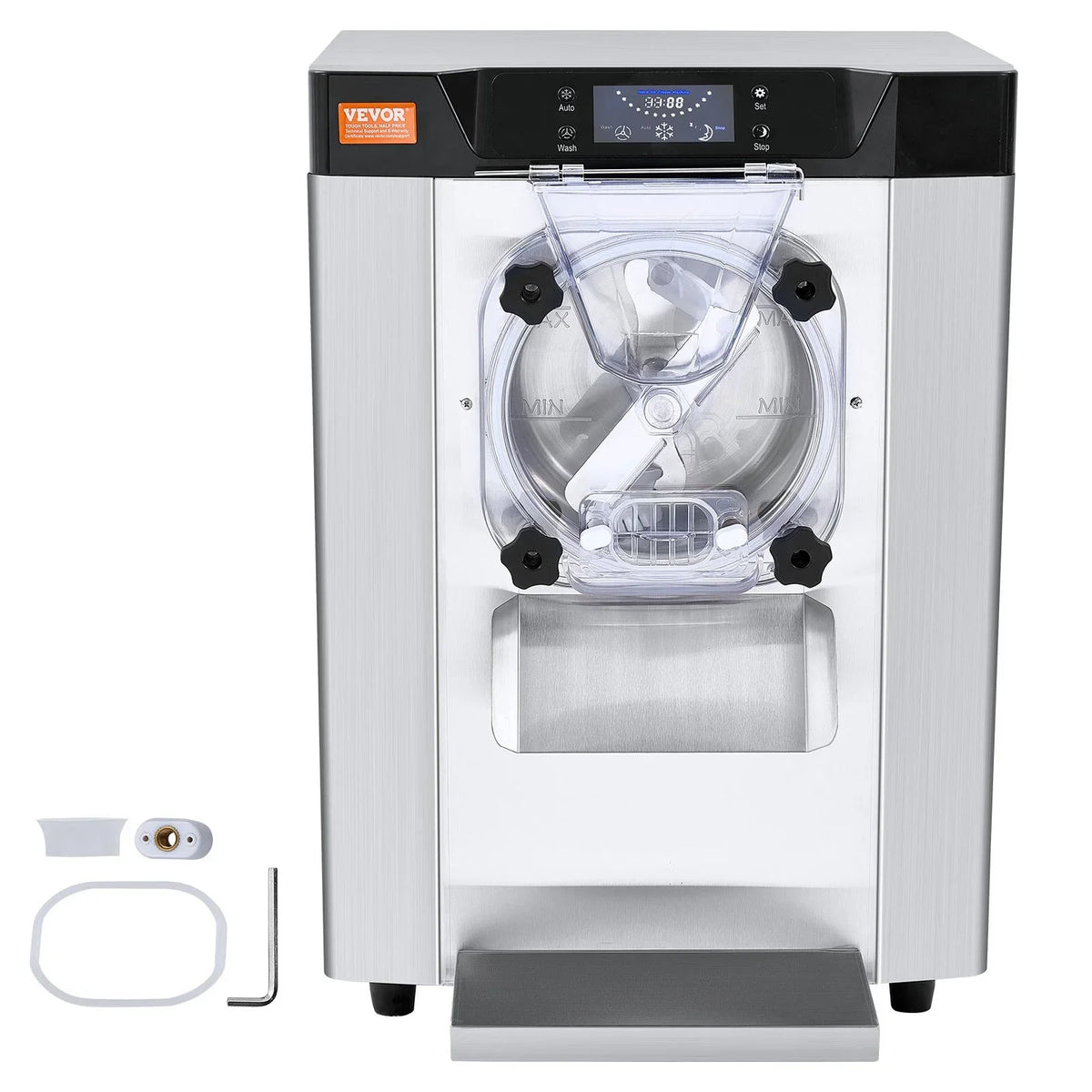 VEVOR Commercial Ice Cream Machine, 12 L/H Yield, 1713W Single Flavor Countertop Hard Serve Ice Cream Maker,  4.5L Stainless Steel Cylinder, LED Panel Auto Clean Pre-cooling, for Restaurant Snack Bars - View 8