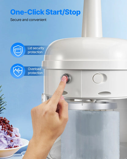 VEVOR Commercial Ice Shaver Crusher, 220lbs/hr Electric Fluffy Ice & Snow Cone Machine, 250W 1500RPM Tabletop Fluffy Shaved-Ice Machine for Parties Events Snack Bar, Home and Commercial Use (White) - View 4
