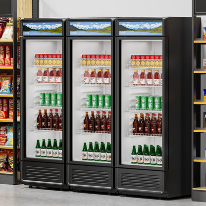 VEVOR Commercial Merchandiser Refrigerator, 12.2 CU.FT Glass Door Display Refrigerator, Beverage Refrigerator Cooler Merchandiser with Adjustable Shelves, Soft LED Light, Customizable Lightbox, Black - View 7