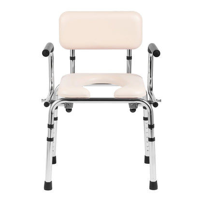 VEVOR Commode Chair, Bedside Commode with Padded Seat, Drop-Down Arms, 7-Level Adjustable Height, 5.8L Removable Bucket, Easy to Assemble, 350LBS Capacity, Portable Toilet for Adults Seniors - View 10