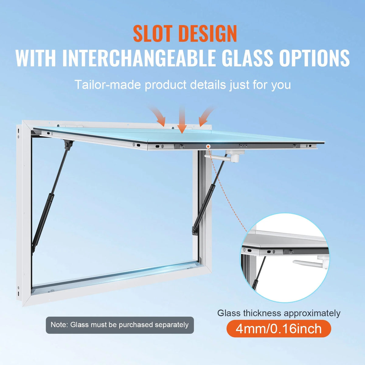 VEVOR Concession Window 36"x24", Aluminum Alloy Food Truck Service Window with Awning Door & Drag Hook, Up to 85 Degrees Stand Serving Window for Food Trucks Concession Trailers, Glass Not Included - View 2