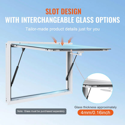 VEVOR Concession Window 36"x24", Aluminum Alloy Food Truck Service Window with Awning Door & Drag Hook, Up to 85 Degrees Stand Serving Window for Food Trucks Concession Trailers, Glass Not Included - View 2