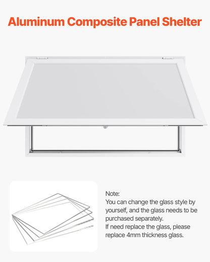 VEVOR Concession Window 53x33 in, Aluminum Alloy Frame Service Window for Food Truck, Up to 85 Degrees Stand Serving Window with Awning Door and Drag Hook, Rainwater Resistant for Concession Trailers - View 2