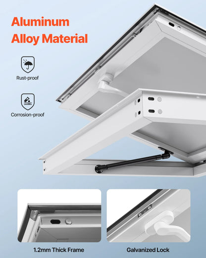 VEVOR Concession Window 53x33 in, Aluminum Alloy Frame Service Window for Food Truck, Up to 85 Degrees Stand Serving Window with Awning Door and Drag Hook, Rainwater Resistant for Concession Trailers - View 4