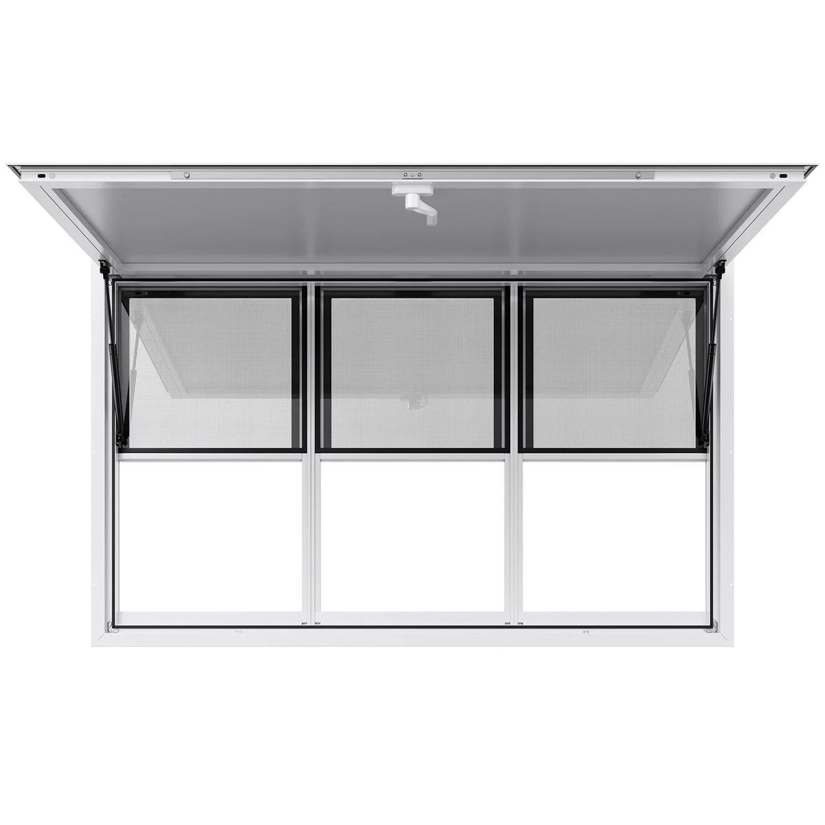 VEVOR Concession Window 60x36 in, Aluminum Alloy Service Window for Food Truck, Up to 85 Degrees Stand Serving Window with 3 Sliding Windows, Awning Door, and Drag Hook, for Concession Trailers - View 8