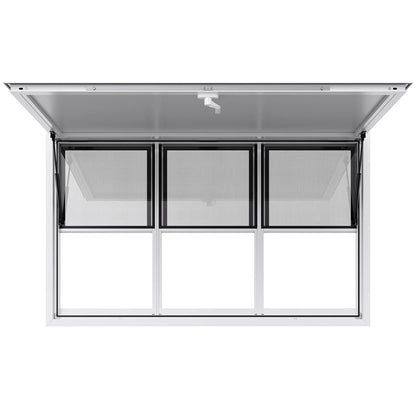 VEVOR Concession Window 60x36 in, Aluminum Alloy Service Window for Food Truck, Up to 85 Degrees Stand Serving Window with 3 Sliding Windows, Awning Door, and Drag Hook, for Concession Trailers - View 8