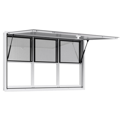 VEVOR Concession Window 60x36 in, Aluminum Alloy Service Window for Food Truck, Up to 85 Degrees Stand Serving Window with 3 Sliding Windows, Awning Door, and Drag Hook, for Concession Trailers - View 10