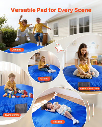 VEVOR Crash Pad, 5 x 5 ft Crash Pad for Kids Sensory with Foam Blocks and Washable Cover, Large Soft Foam Landing Zone Giant Pillow Mat, Sensory Room Equipment for Children Jumping, Relaxing & Play - View 2