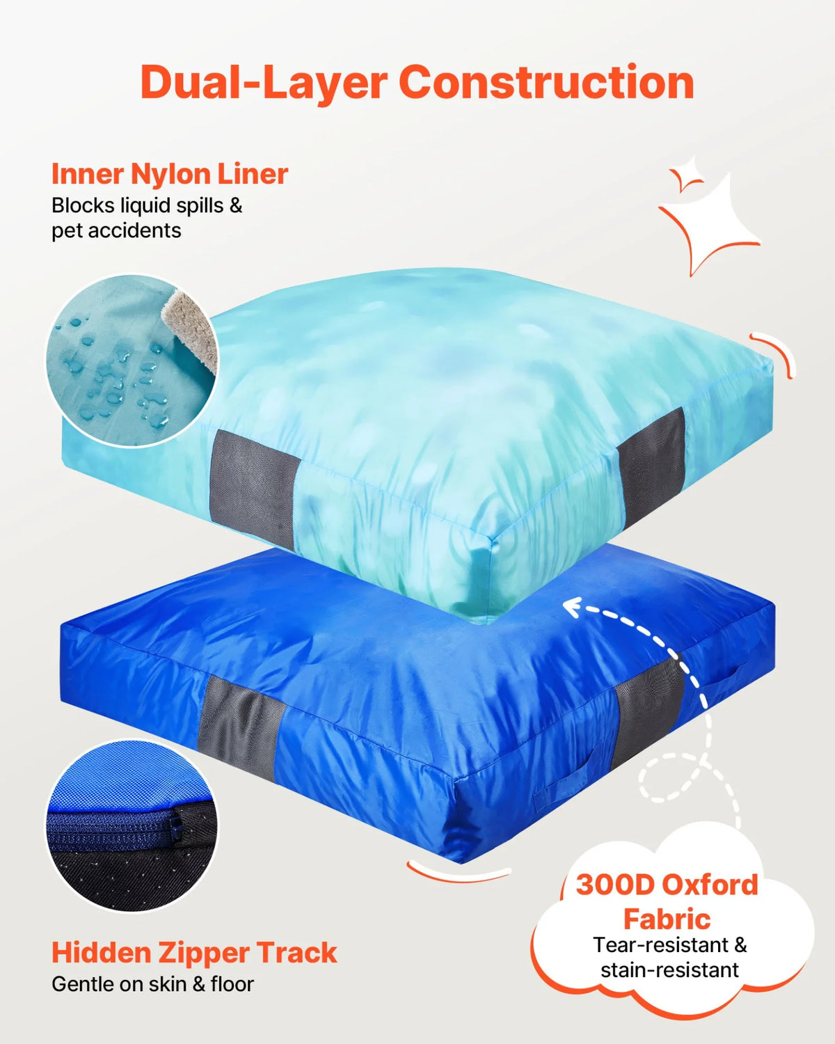 VEVOR Crash Pad, 5 x 5 ft Crash Pad for Kids Sensory with Foam Blocks and Washable Cover, Large Soft Foam Landing Zone Giant Pillow Mat, Sensory Room Equipment for Children Jumping, Relaxing & Play - View 3
