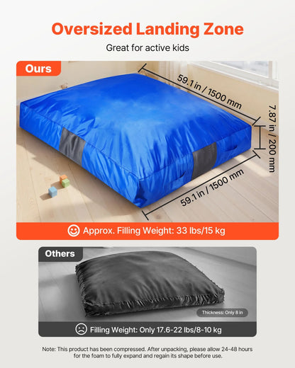 VEVOR Crash Pad, 5 x 5 ft Crash Pad for Kids Sensory with Foam Blocks and Washable Cover, Large Soft Foam Landing Zone Giant Pillow Mat, Sensory Room Equipment for Children Jumping, Relaxing & Play - View 6