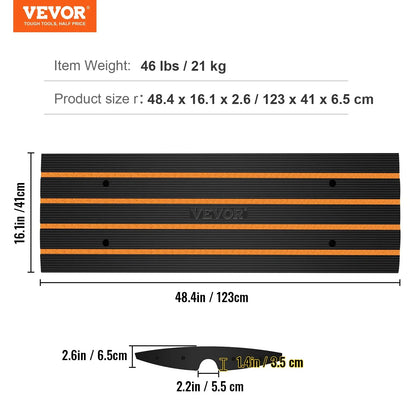 VEVOR Curb Ramp, 2 Pack, 2.6" Rise, Rubber Driveway Ramps, Heavy Duty 33069 lbs Weight Capacity Threshold Ramp, Curbside Bridge Ramps for Loading Dock Garage Sidewalk, Expandable Full Ramp Set - View 7