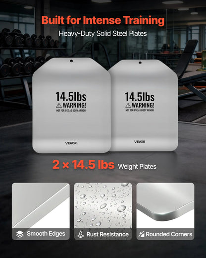 VEVOR Curved Weight Vest Plates, 14.5 LB Pairs, Premium Steel Tactical Weighted Plates for Vest, Ergonomic Design, for Strength Endurance Training, Running, Jogging, Fitness, Heavy Workouts - View 2