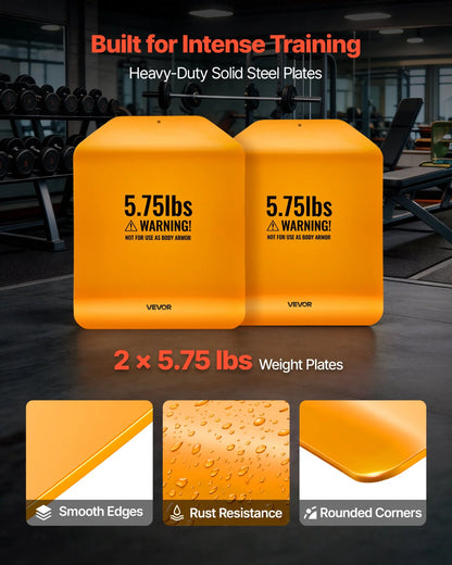 VEVOR Curved Weight Vest Plates, 5.75 LB Pairs, Premium Steel Tactical Weighted Plates for Vest, Ergonomic Design, for Strength Endurance Training, Running, Jogging, Fitness, Heavy Workouts - View 2