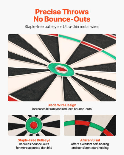 VEVOR Dart Board Self-Healing Sisal Fiber Dartboard with Staple-Free Bullseye - View 2