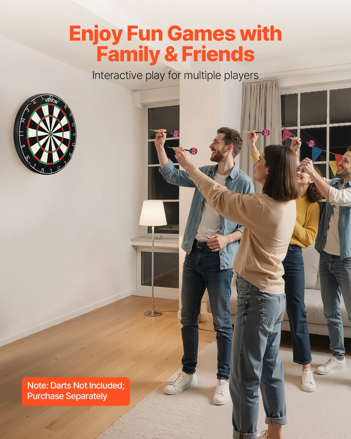 VEVOR Dart Board Self-Healing Sisal Fiber Dartboard with Staple-Free Bullseye - View 4