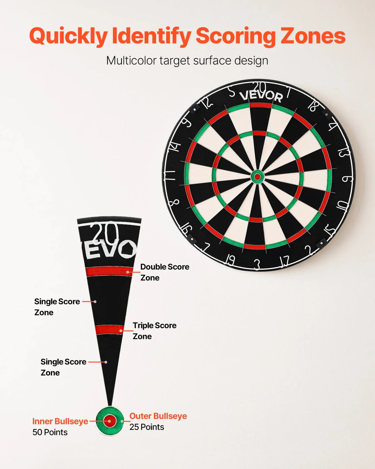VEVOR Dart Board Self-Healing Sisal Fiber Dartboard with Staple-Free Bullseye - View 5