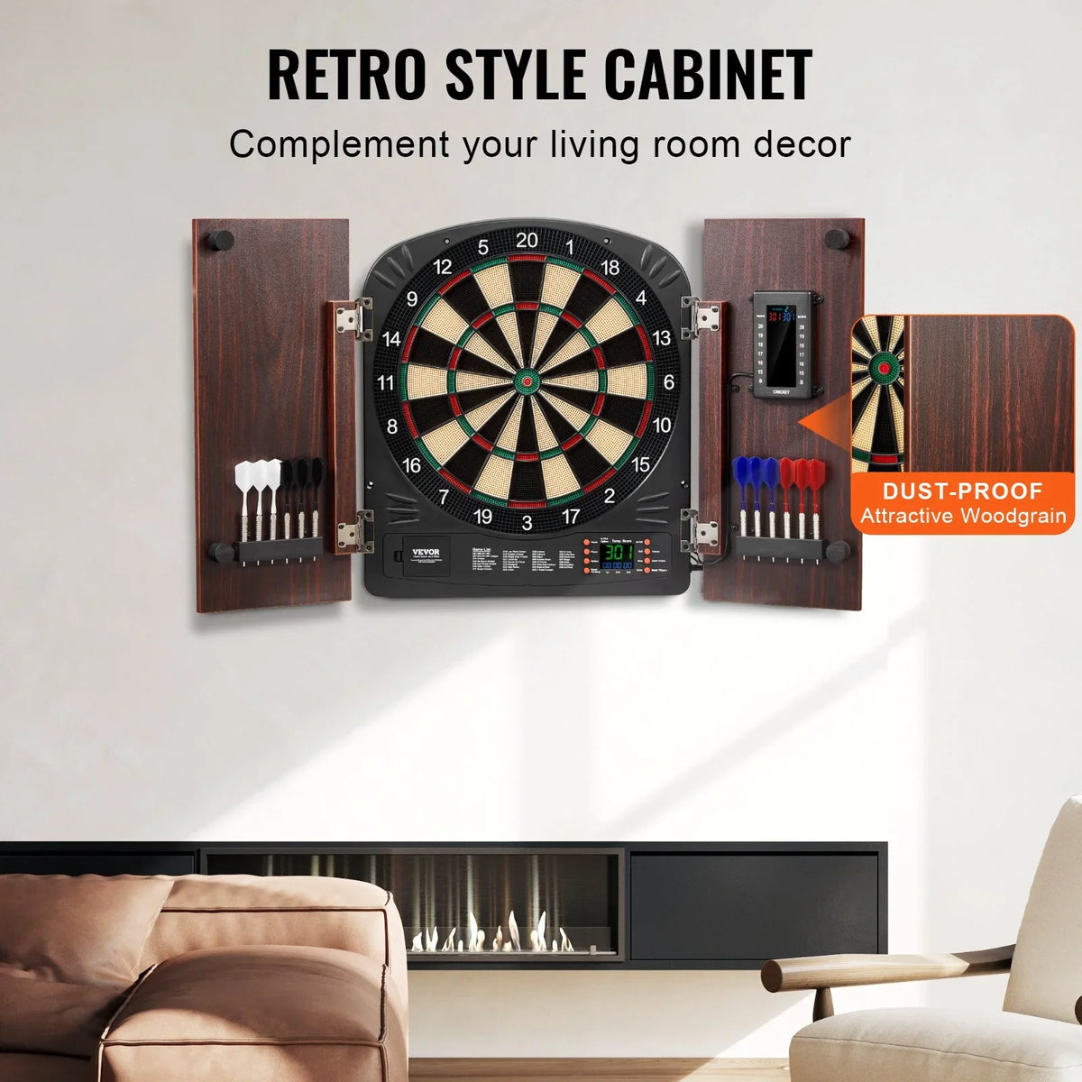 VEVOR Dartboard and Cabinet Set Complete with All Accessories Easy Assembly - View 3