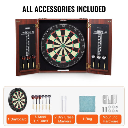 VEVOR Dartboard and Cabinet Set Official Size Complete Accessory Steel Tip Dart - View 5