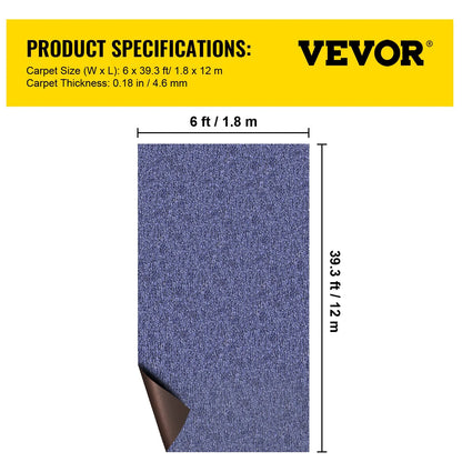 VEVOR Deep Blue Marine Carpet 6 ft x 39.3 ft, Boat Carpet Rugs, Indoor Outdoor Rugs for Patio Deck Non-Slide TPR Water-Proof Back Outdoor Marine Carpeting Outdoor Carpet - View 6