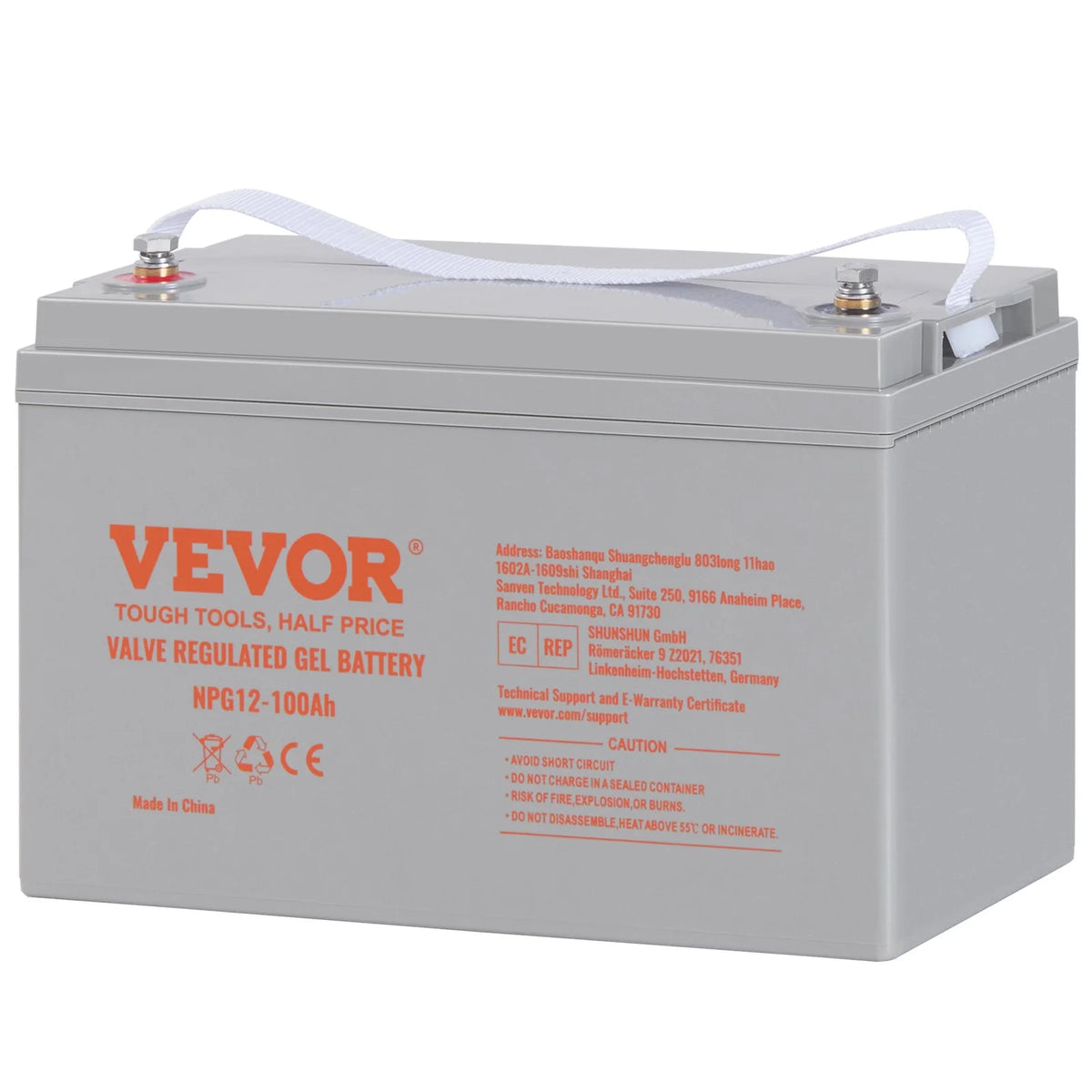 VEVOR Deep Cycle Battery, 12V 100 AH, AGM Marine Rechargeable Battery, High Self-Discharge Rate 800A Current, for RV Solar Marine Off-Grid Applications UPS Backup Power System - View 8