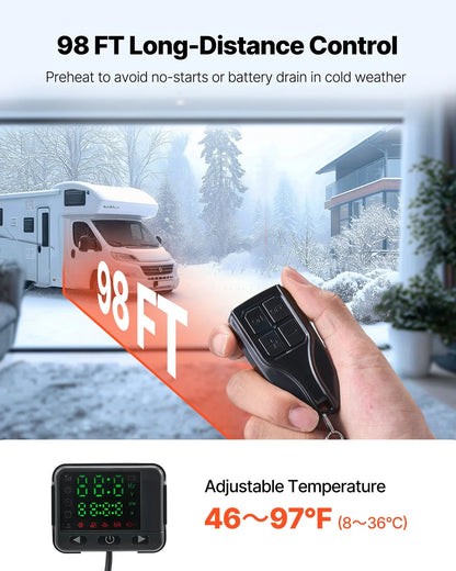 VEVOR Diesel Air Heater, 8 kW DC12-24V, Fast Heating Diesel Parking Heater with Remote Control and Color Digital Display, 10L Fuel Tank, Low Noise, Voice Announcement, for RV, Truck, Boat and Trailer - View 4