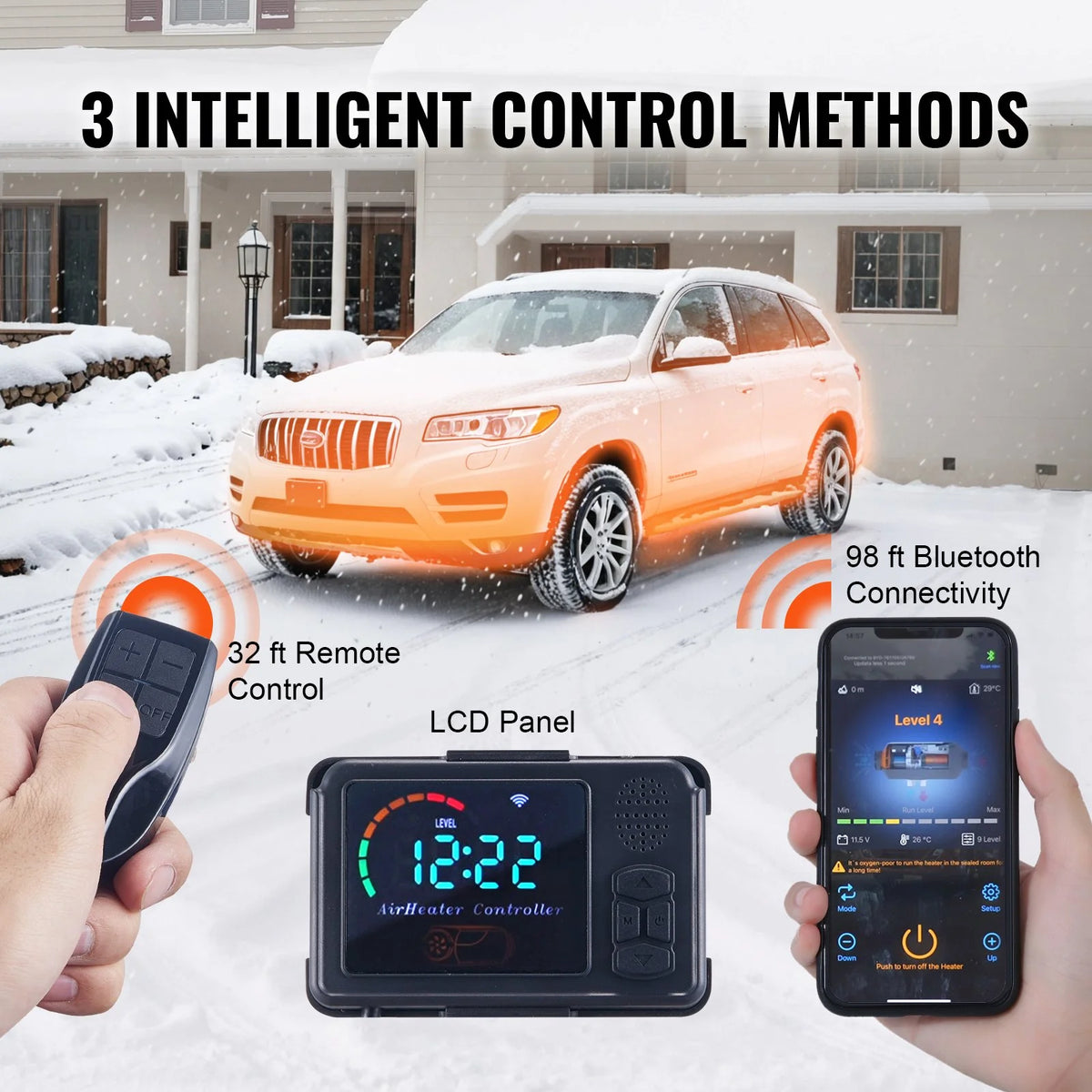 VEVOR Diesel Air Heater All-in-one 12V 8KW Bluetooth App LCD for Car RV - View 2