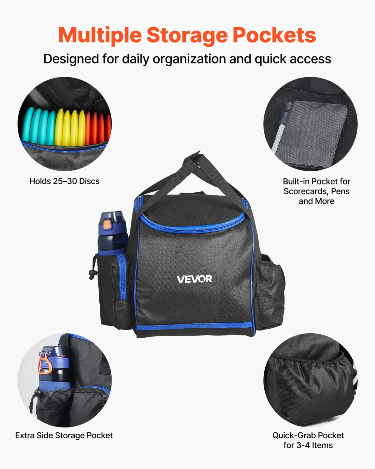 VEVOR Disc Golf Set with 12 Discs Mini Disc Marker and Portable Starter Bag - View 3