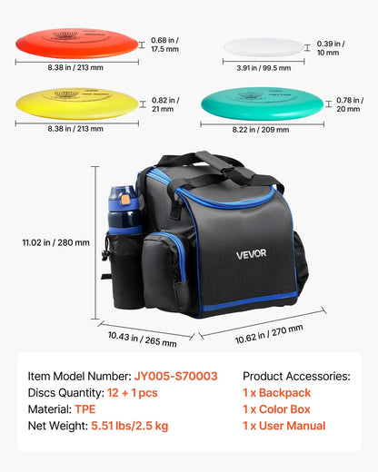 VEVOR Disc Golf Set with 12 Discs Mini Disc Marker and Portable Starter Bag - View 6