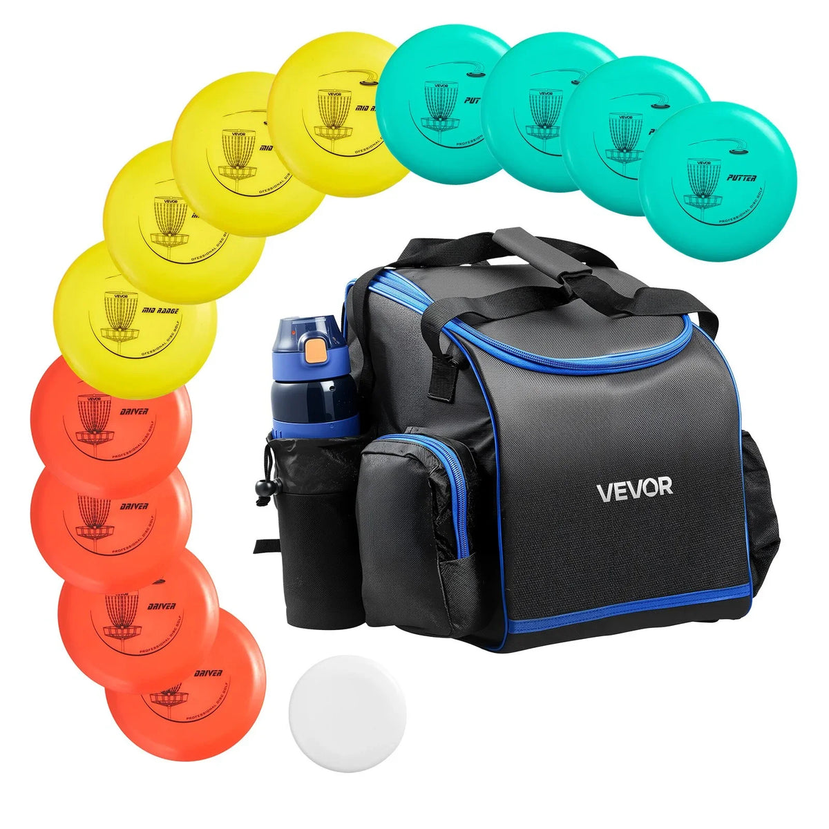 VEVOR Disc Golf Set with 12 Discs Mini Disc Marker and Portable Starter Bag - View 9