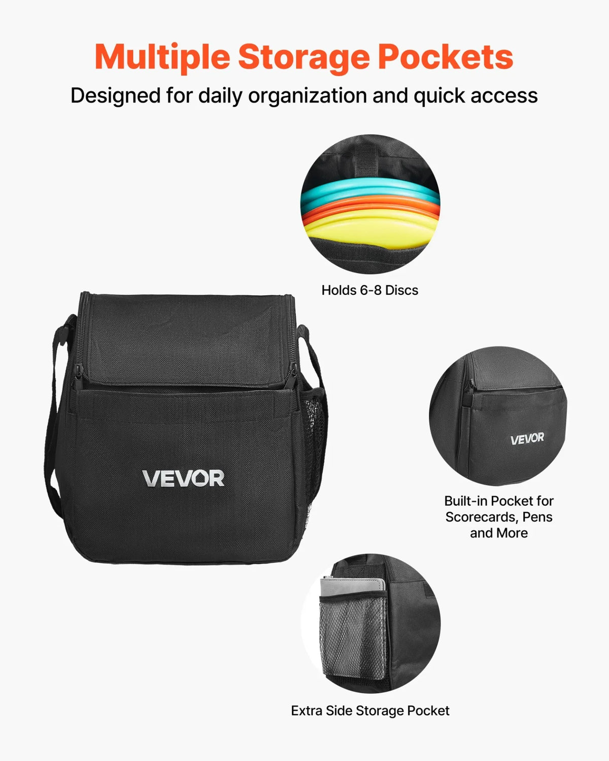 VEVOR Disc Golf Set with 6 Discs Mini Disc Marker and Portable Starter Bag - View 4