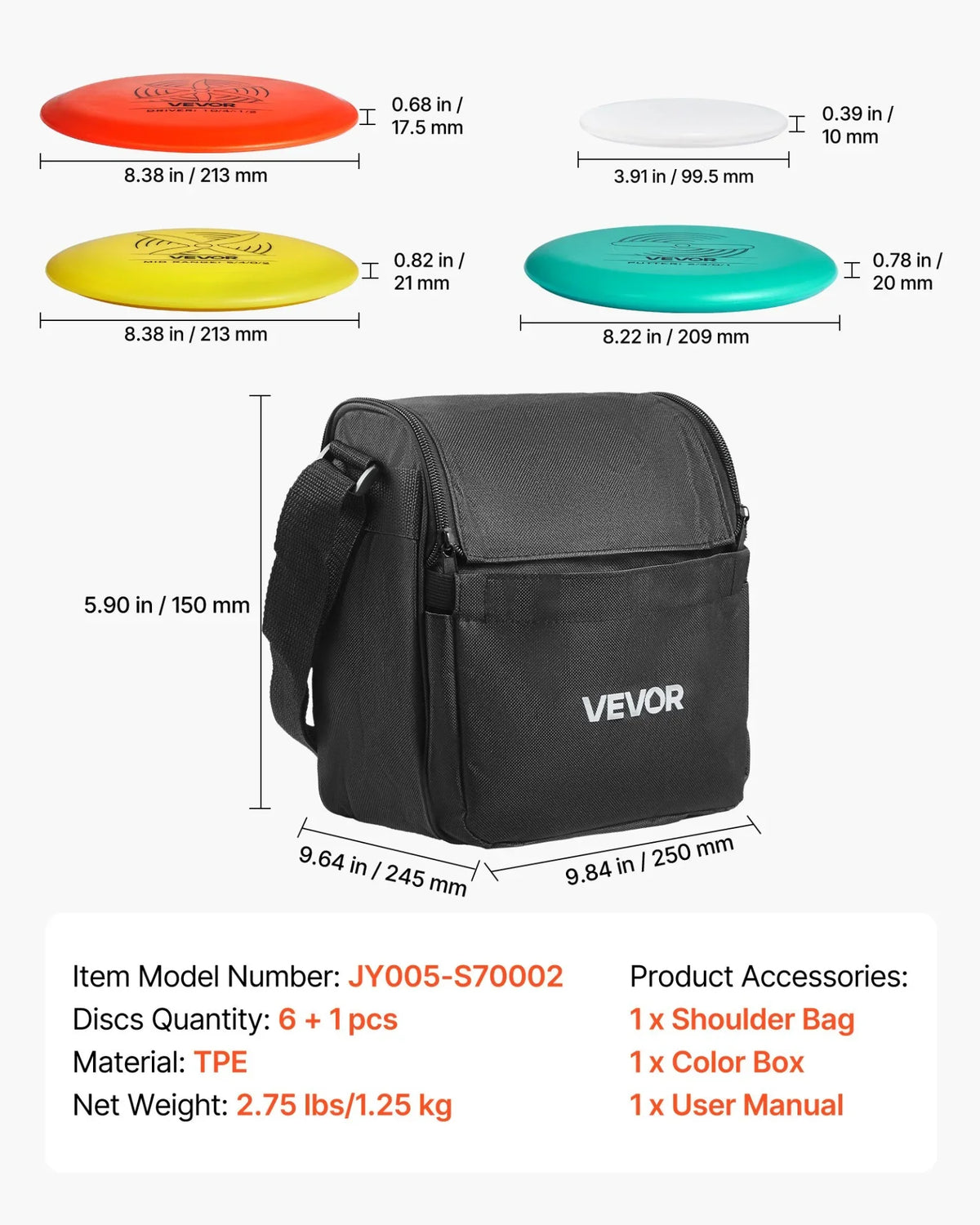 VEVOR Disc Golf Set with 6 Discs Mini Disc Marker and Portable Starter Bag - View 7