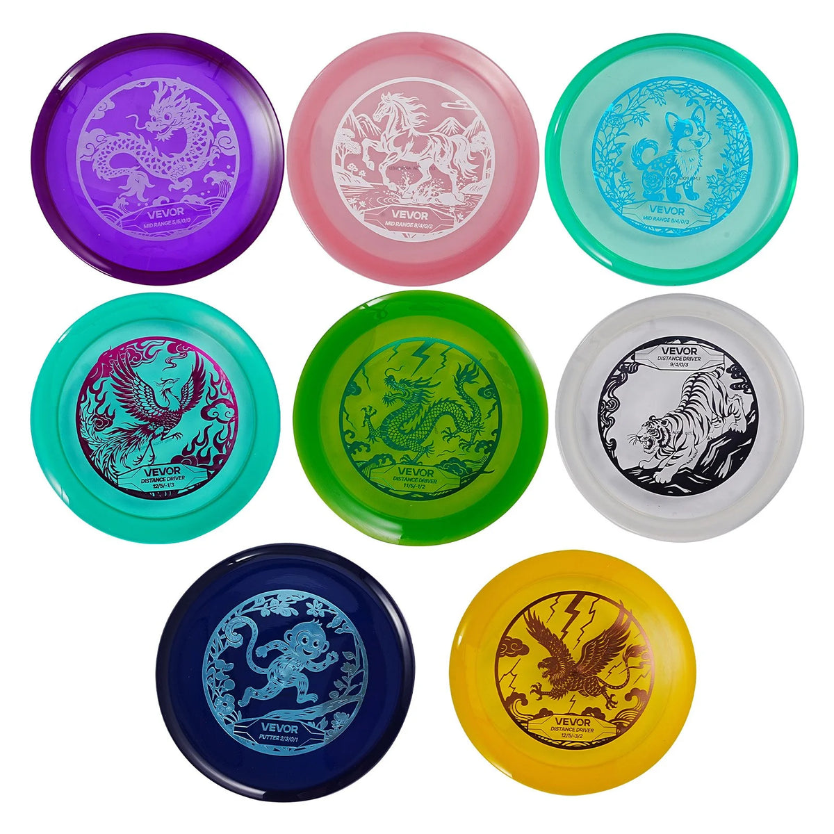 VEVOR Disc Golf Set with Putter Mid-Range and Driver Discs 8 Pack for Beginners - View 8