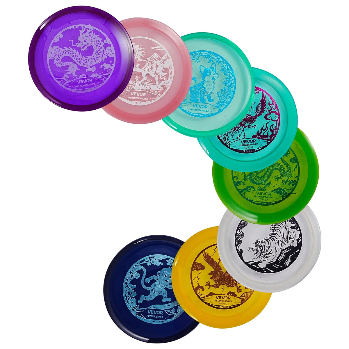 VEVOR Disc Golf Set with Putter Mid-Range and Driver Discs 8 Pack for Beginners - View 9