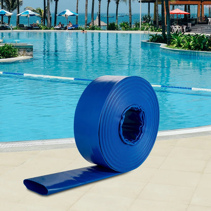 VEVOR Discharge Hose, 4" x 105', PVC Lay Flat Hose, Heavy Duty Backwash Drain Hose with Clamps, Weather-proof & Burst-proof, Ideal for Swimming Pool & Water Transfer, Blue - View 7