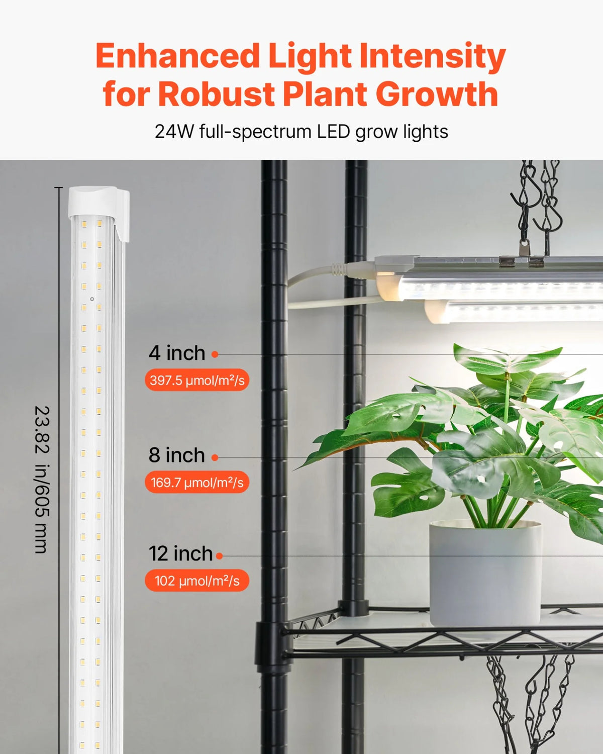 VEVOR DIY Plant Shelf with Grow Lights, 71 in Tall Indoor Plant Stand with Wheels, 192W 5000K Full Spectrum Grow Lights, Heavy Duty Metal Plants Display Rack, Flower Pot Holder for Seed Starting - View 2
