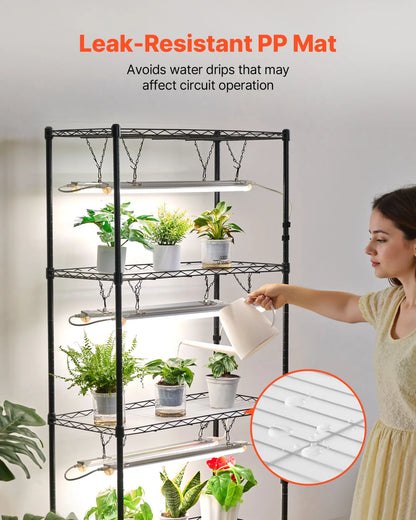 VEVOR DIY Plant Shelf with Grow Lights, 71 in Tall Indoor Plant Stand with Wheels, 192W 5000K Full Spectrum Grow Lights, Heavy Duty Metal Plants Display Rack, Flower Pot Holder for Seed Starting - View 5