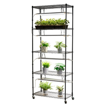 VEVOR DIY Plant Shelf with Grow Lights, 71 in Tall Indoor Plant Stand with Wheels, 192W 5000K Full Spectrum Grow Lights, Heavy Duty Metal Plants Display Rack, Flower Pot Holder for Seed Starting - View 8